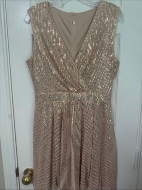Gold Sequin V-Neck Mini Dress